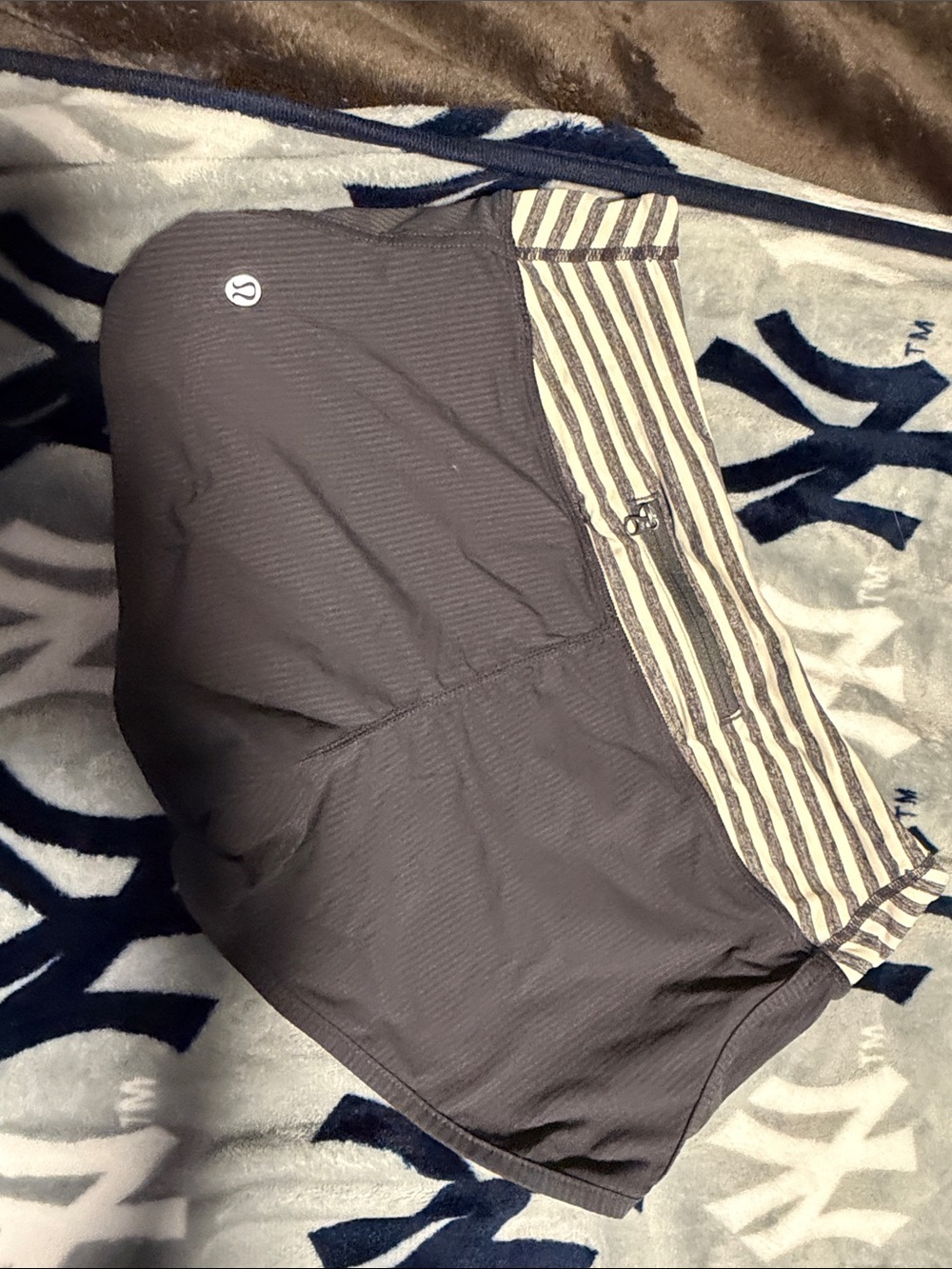 lululemon athletica Gray Athletic Shorts with Striped Waistband